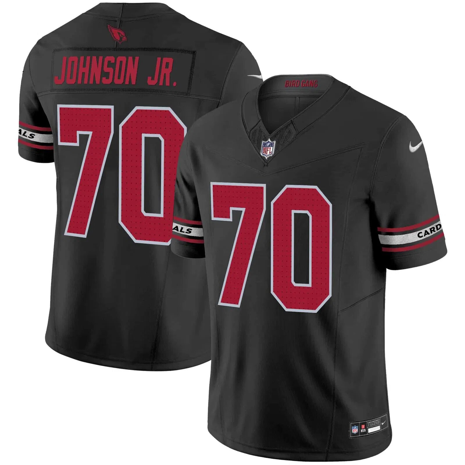Men Arizona Cardinals #70 Johnson jr Black Nike 2024 Vapor Limited NFL Jersey style 1
